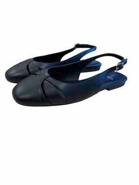 Paolo Black Leather Slingback Flats‎